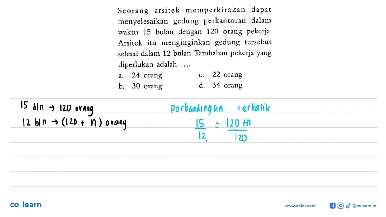 Seorang arsitek memperkirakan dapat menyelesaikan gedung