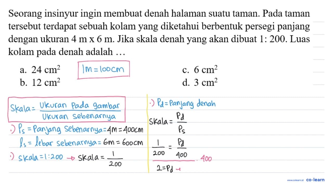 Seorang insinyur ingin membuat denah halaman suatu taman.