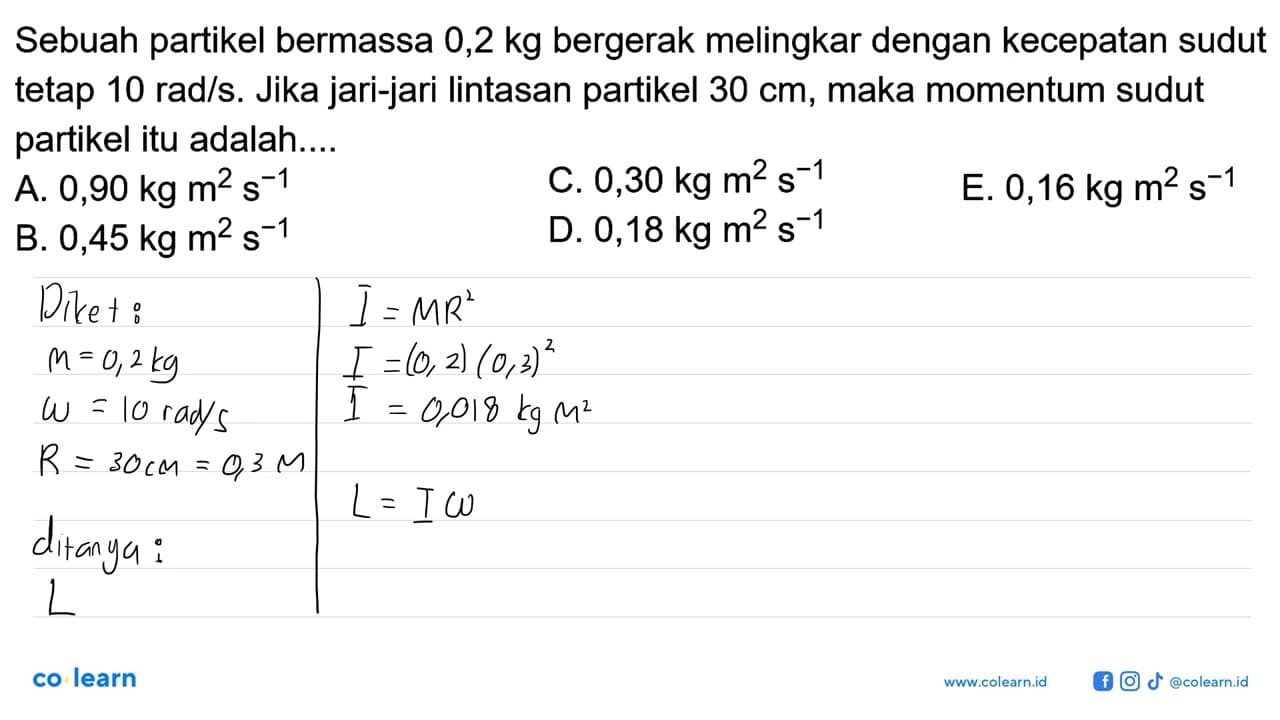 Sebuah partikel bermassa 0,2 kg bergerak melingkar dengan