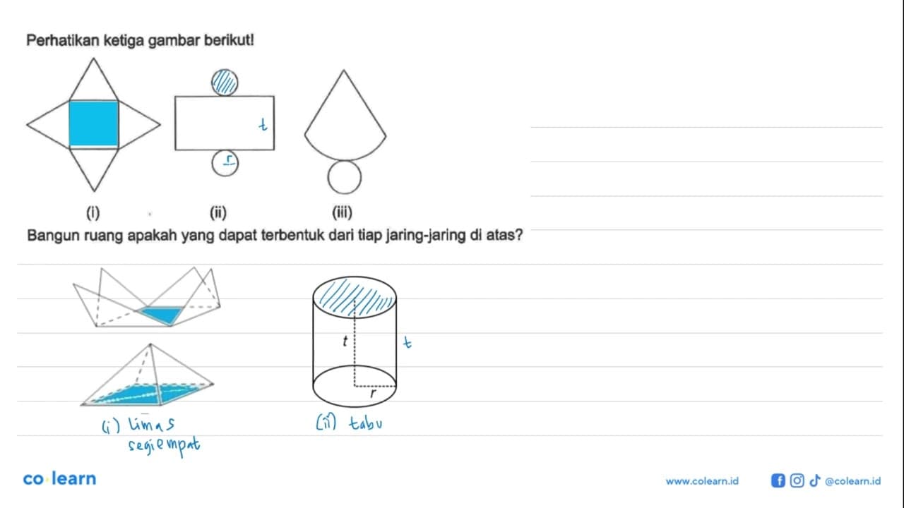 Perhatikan ketiga gambar berikut! (i) (ii) (iii) Bangun