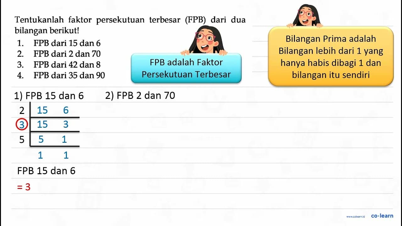 Tentukanlah faktor persekutuan terbesar (FPB) dari dua