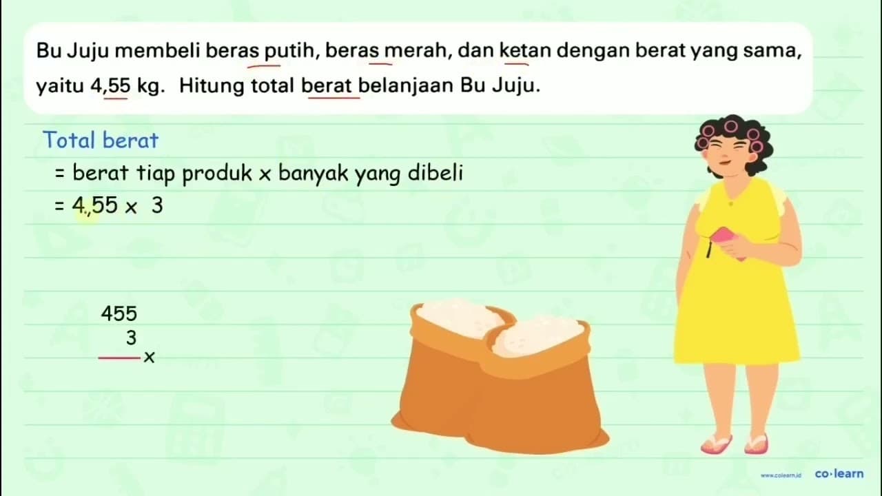 Bu Juju membeli beras putih, beras merah, dan ketan dengan