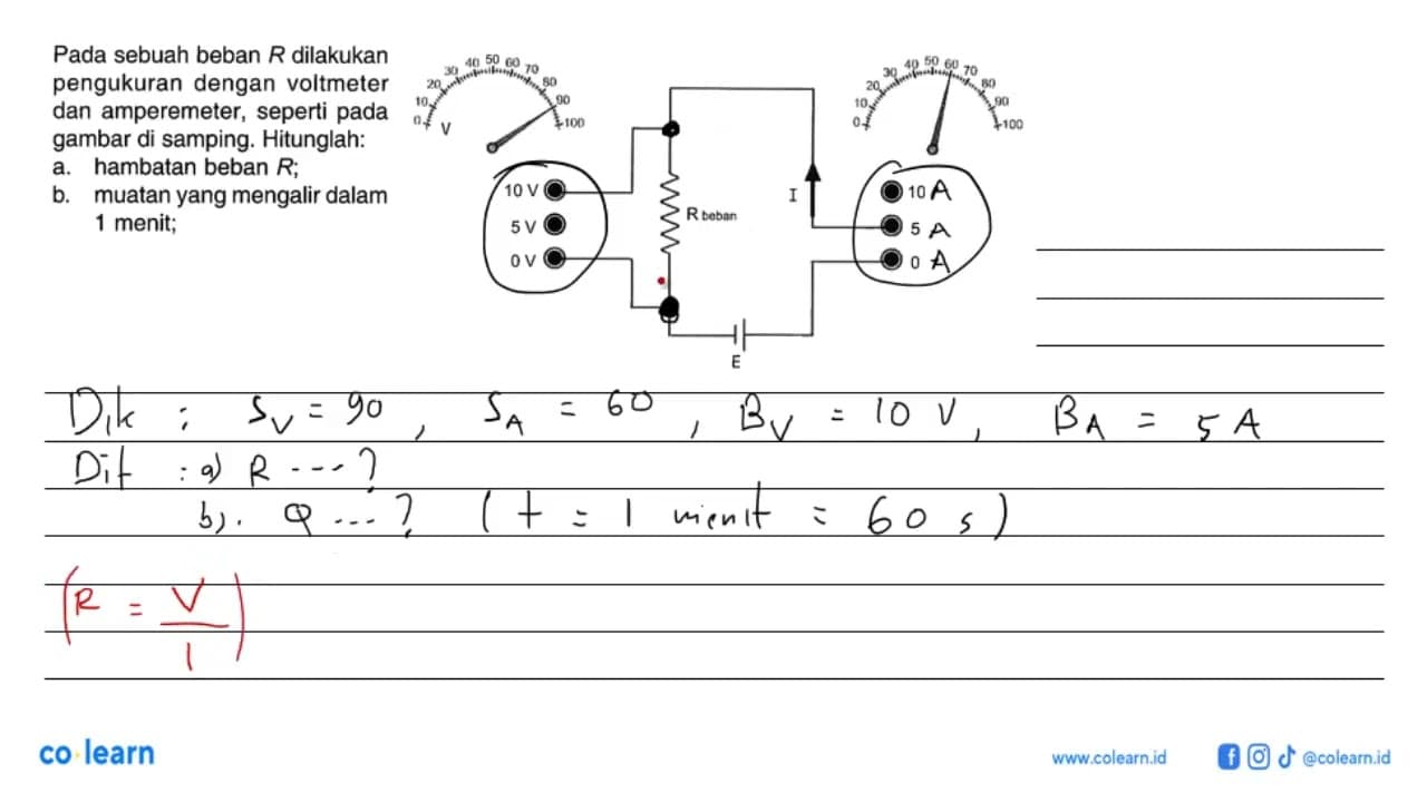 Pada sebuah beban R dilakukan pengukuran dengan voltmeter