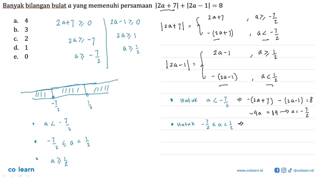 Banyak bilangan bulat a yang memenuhi persamaan