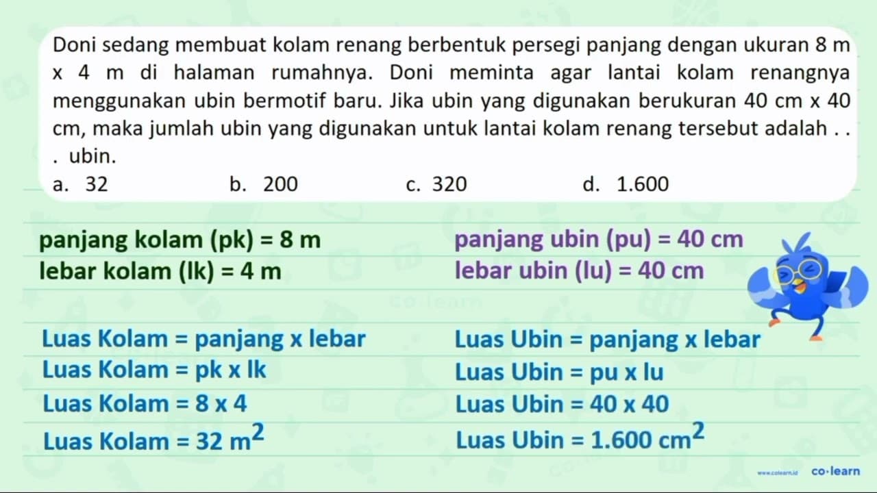 Doni sedang membuat kolam renang berbentuk persegi panjang