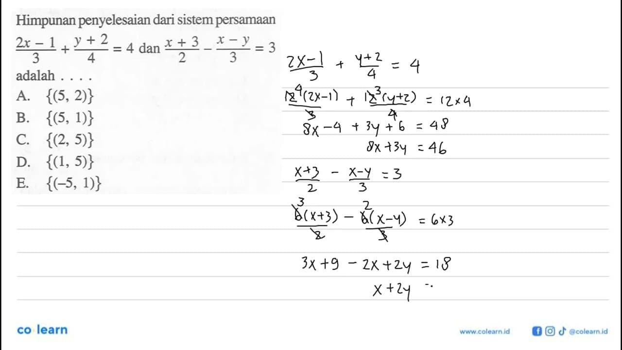 Himpunan penyelesaian dari sistem persamaan