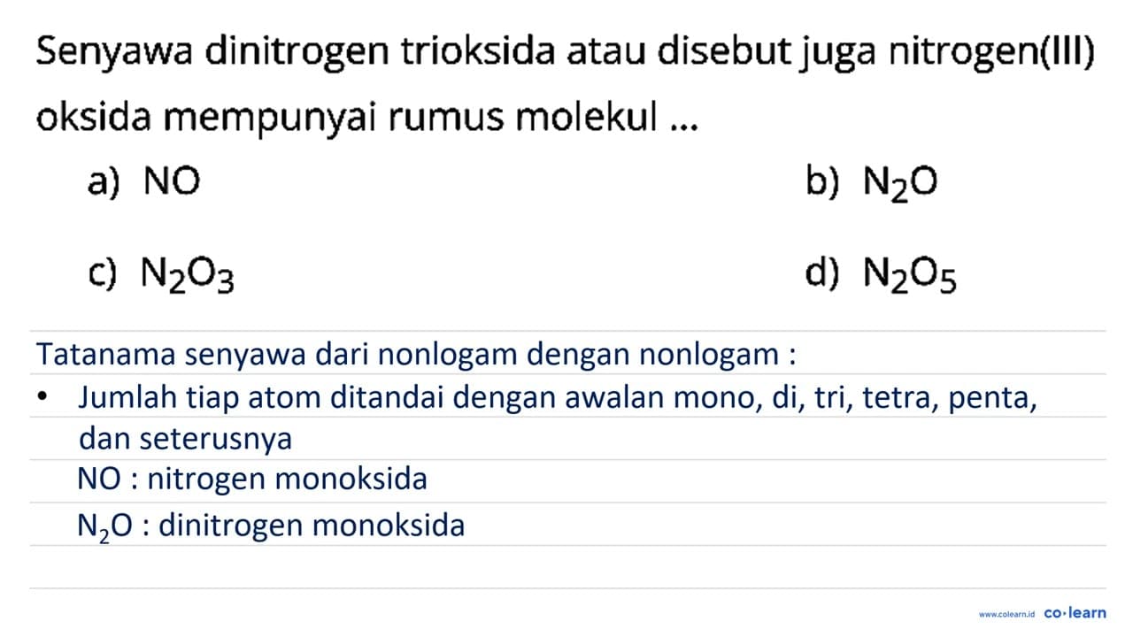 Senyawa dinitrogen trioksida atau disebut juga