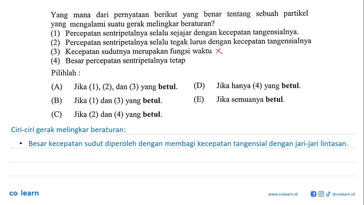 Yang mana dari pernyataan berikut yang benar tentang sebuah