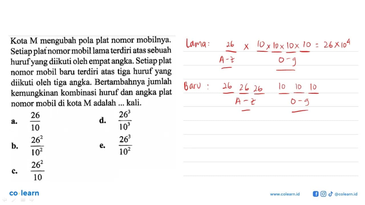 Kota M mengubah pola plat nomor mobilnya. Setiap plat nomor