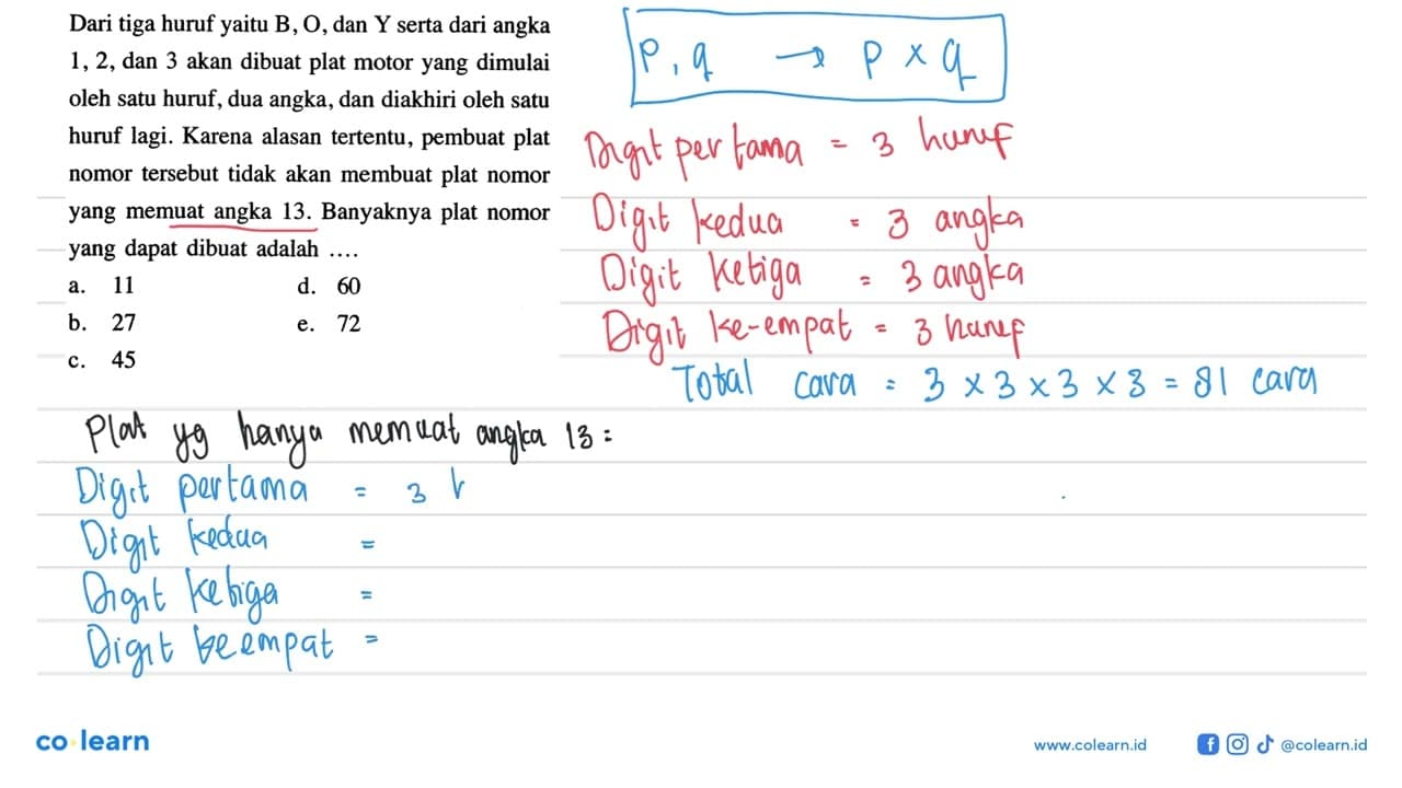 Dari tiga huruf yaitu B, O, dan Y serta dari angka 1, 2,