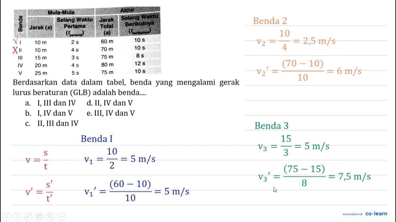 Benda Mula-Mula Jarak (s) Selang Waktu Pertama (tpertama)