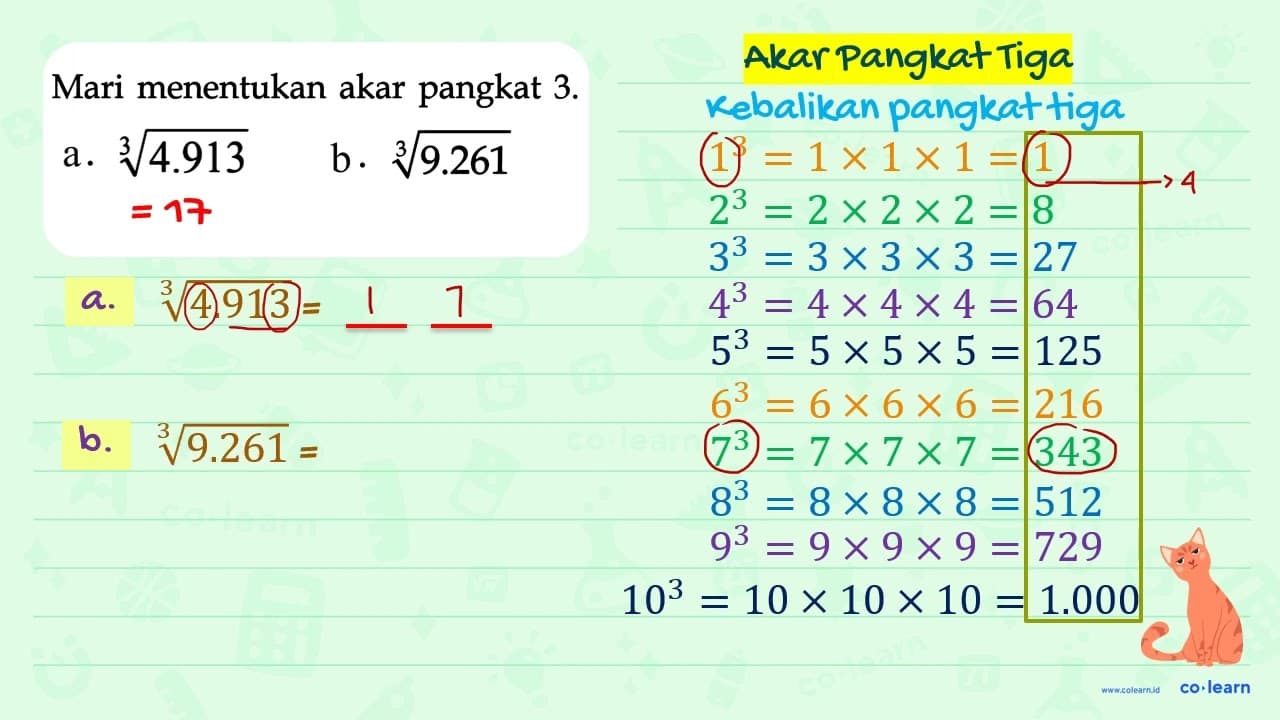 a. 4.913^(1/3) b. 9.261^(1/3)