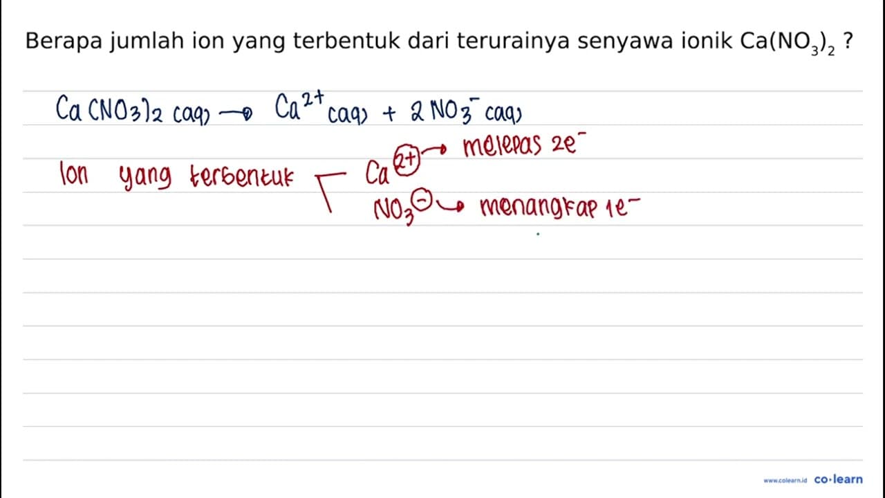 Berapa jumlah ion yang terbentuk dari terurainya senyawa