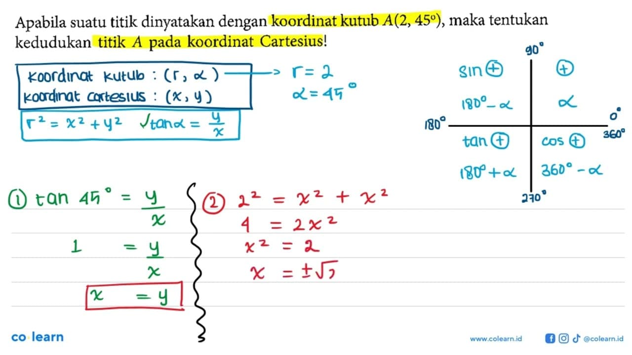 Apabila suatu titik dinyatakan dengan koordinat kutub