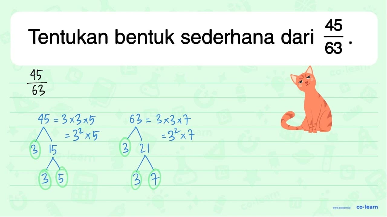 Tentukan bentuk sederhana dari 45/63