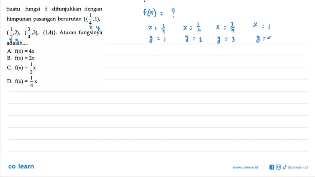 Suatu fungsi f ditunjukkan dengan himpunan pasangan