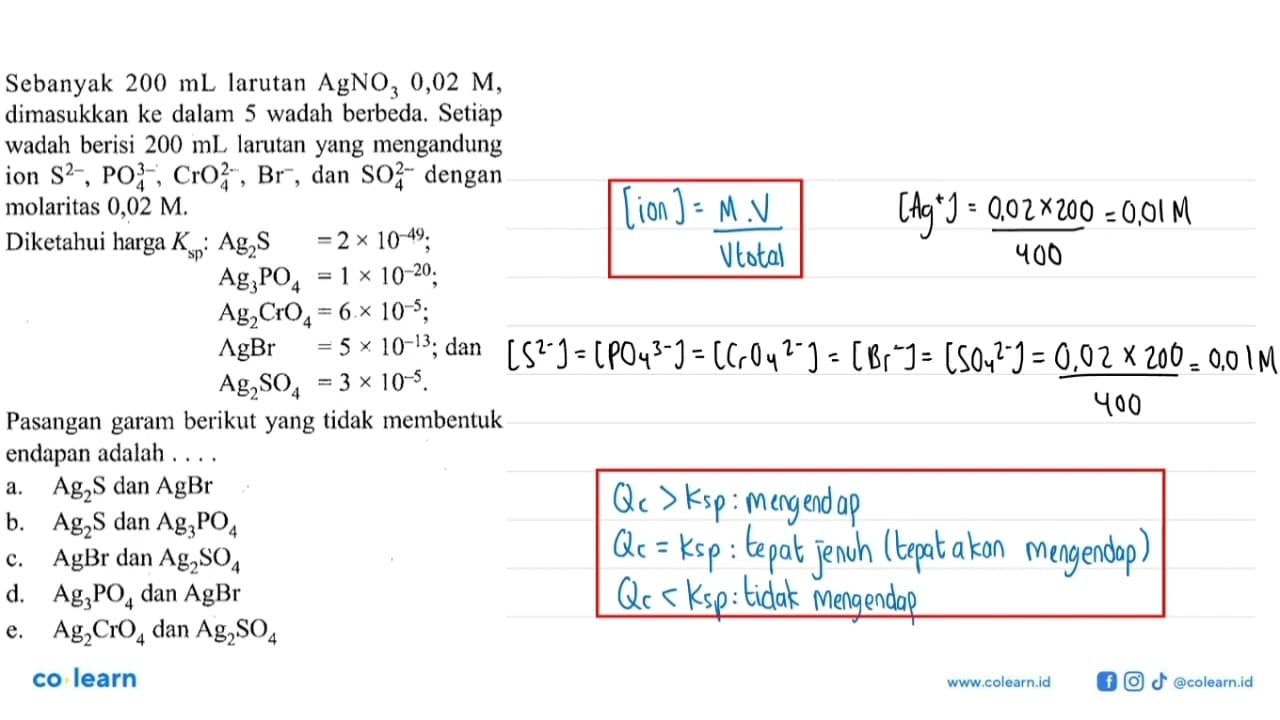 Sebanyak 200 mL larutan AgNO3 0,02M dimasukkan ke dalam 5