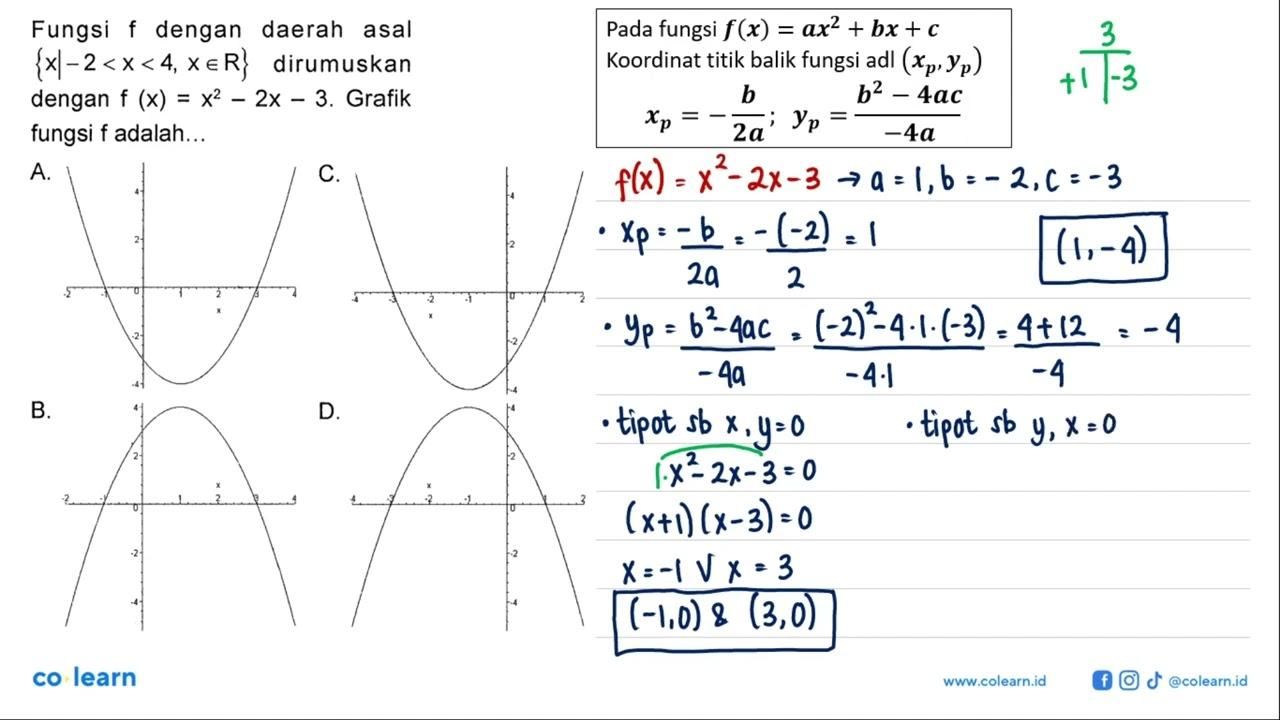 Fungsi f dengan daerah asal {xl-2<x<4, x e R} dirumuskan