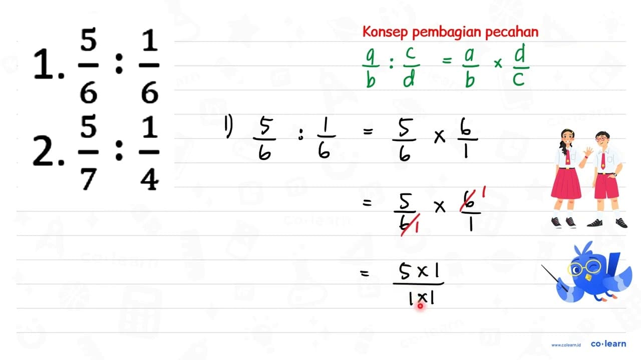 1. (5)/(6): (1)/(6) 2. (5)/(7): (1)/(4)