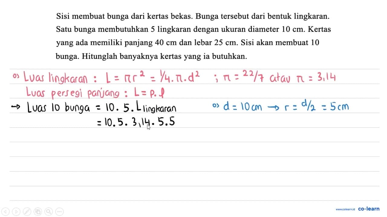 Sisi membuat bunga dari kertas bekas. Bunga tersebut dari