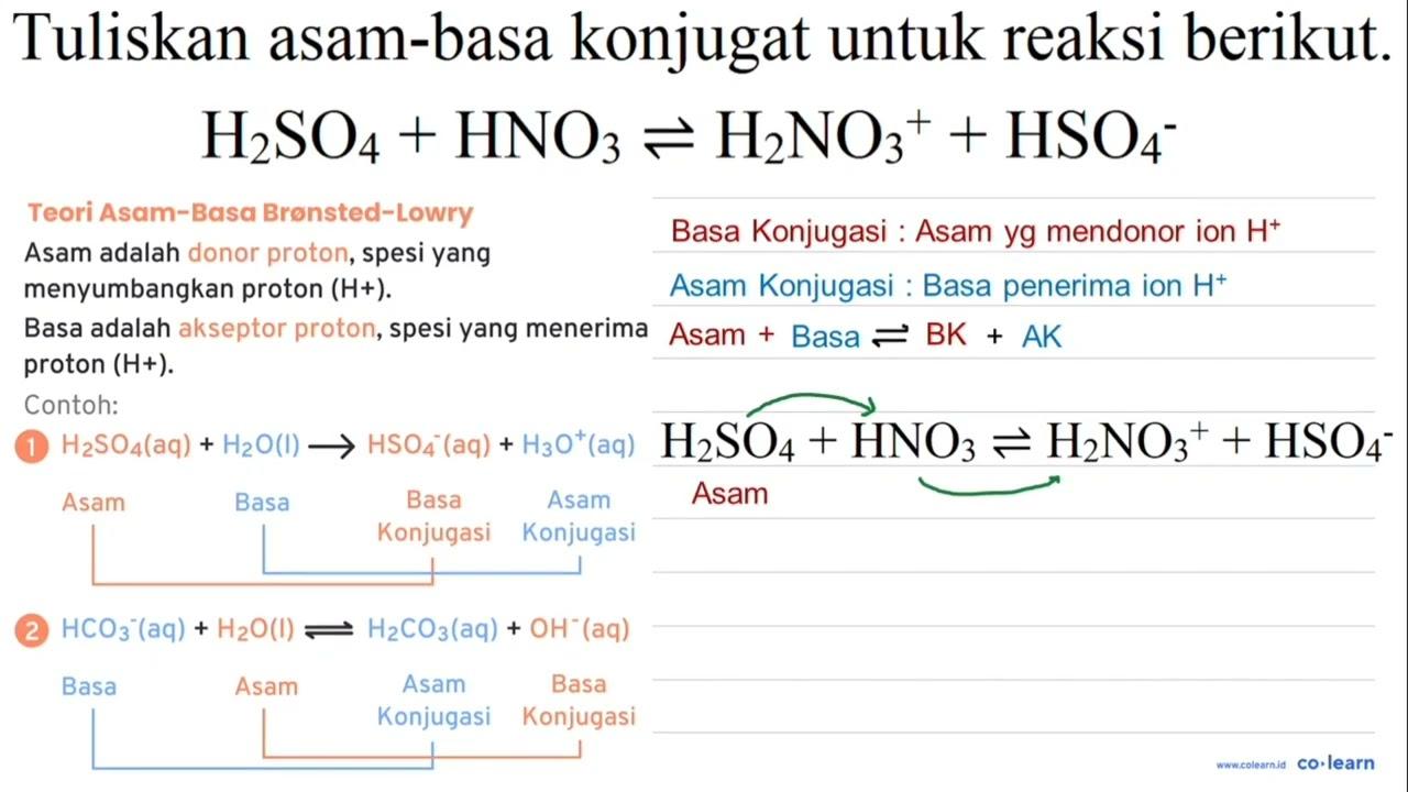 Tuliskan asam-basa konjugat untuk reaksi berikut. H_(2)