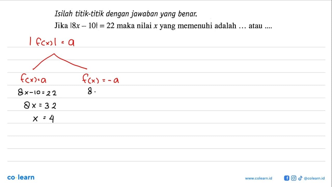 Isilah titik-titik dengan jawaban yang benar. Jika