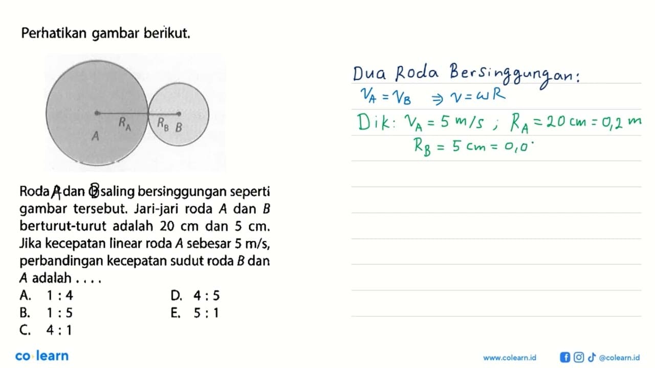 Perhatikan gambar berikut. A RA RB B Roda P dan Q saling