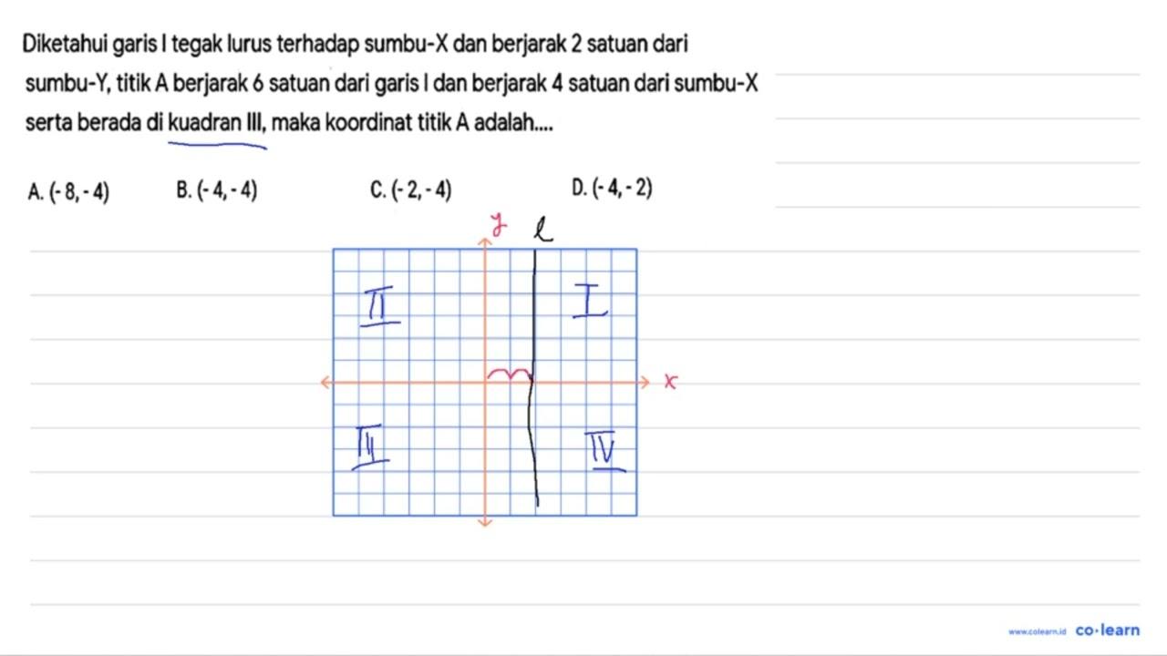 Diketahui garis I tegak lurus terhadap sumbu-X dan berjarak