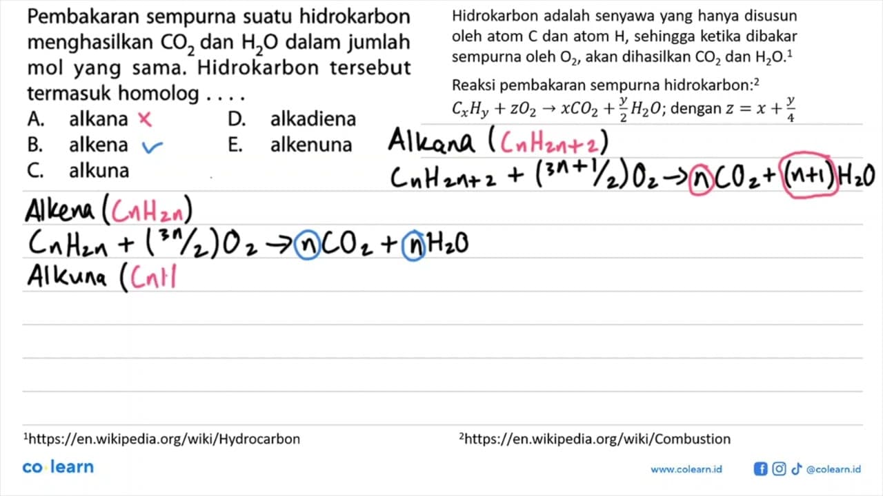 Pembakaran sempurna suatu hidrokarbon menghasilkan CO2 dan