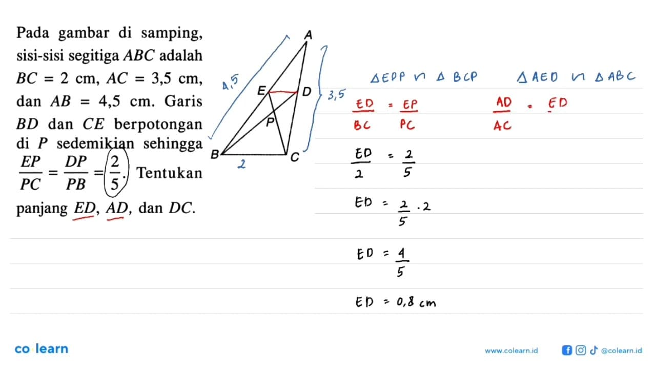 Pada gambar di samping, sisi-sisi segitiga ABC adalah BC=2