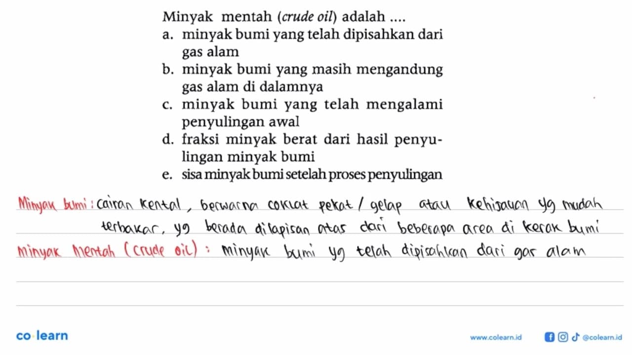 Minyak mentah (crude oil) adalah ....