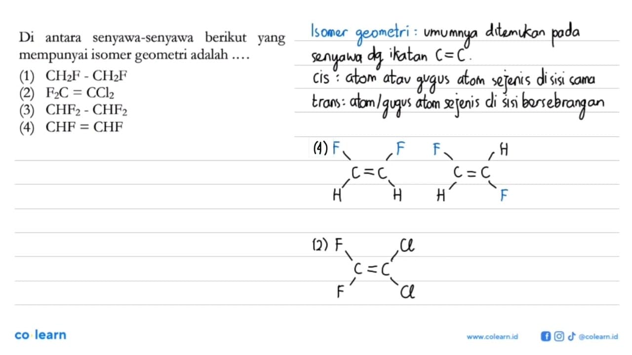 Di antara senyawa-senyawa berikut yang mempunyai isomer