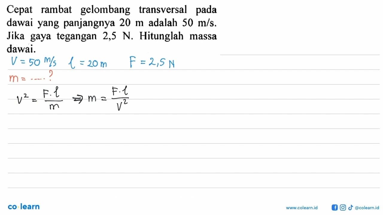 Cepat rambat gelombang transversal pada dawai yang