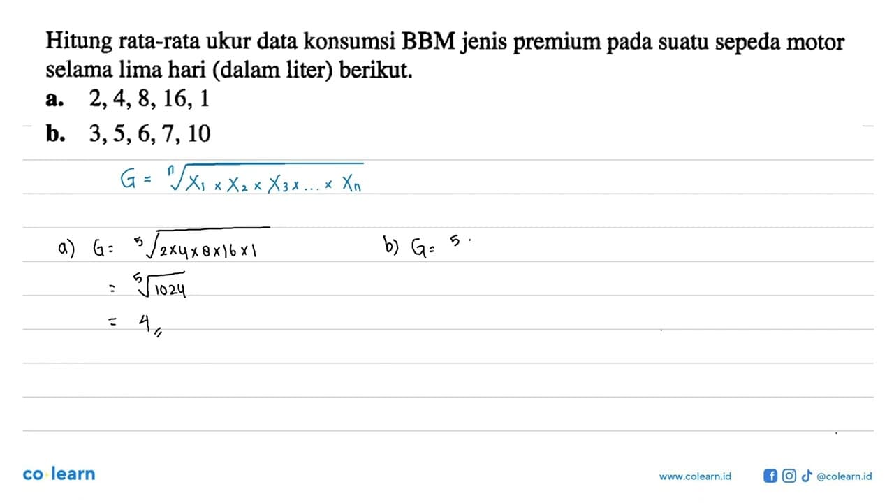 Hitung rata-rata ukur data konsumsi BBM jenis premium pada