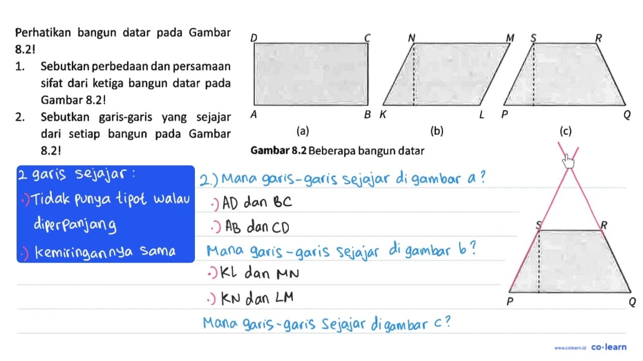 Perhatikan bangun datar pada Gambar 8.2! 1. Sebutkan