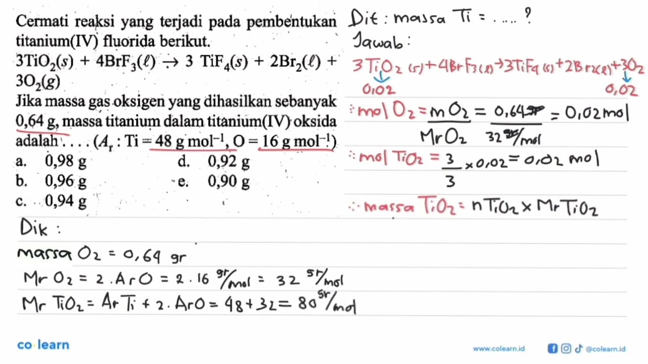 Cermati reaksi yang terjadi pada pembentukan titanium(IV)