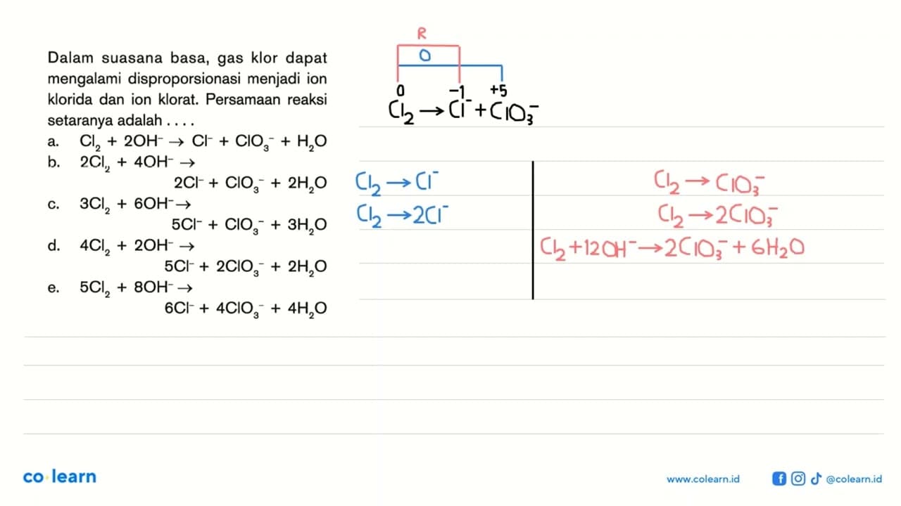 Dalam suasana basa, gas klor dapat mengalami