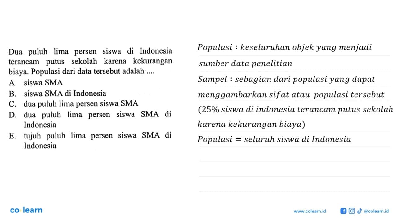 Dua puluh lima persen siswa di Indonesia terancam putus