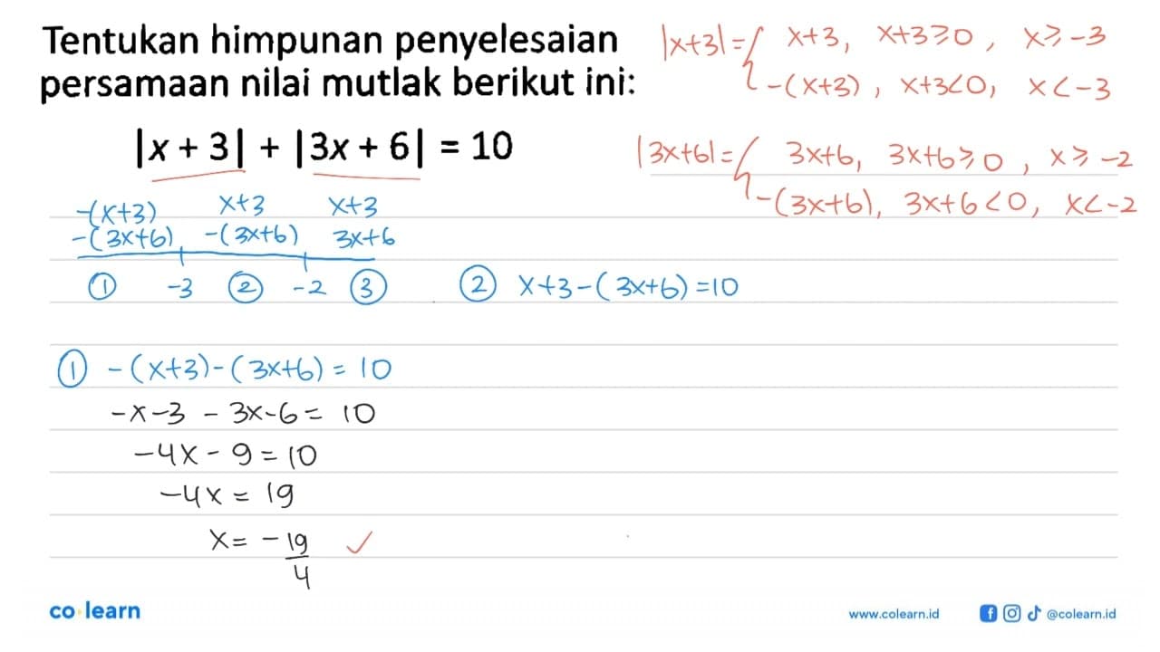 Tentukan himpunan penyelesaian persamaan nilai mutlak