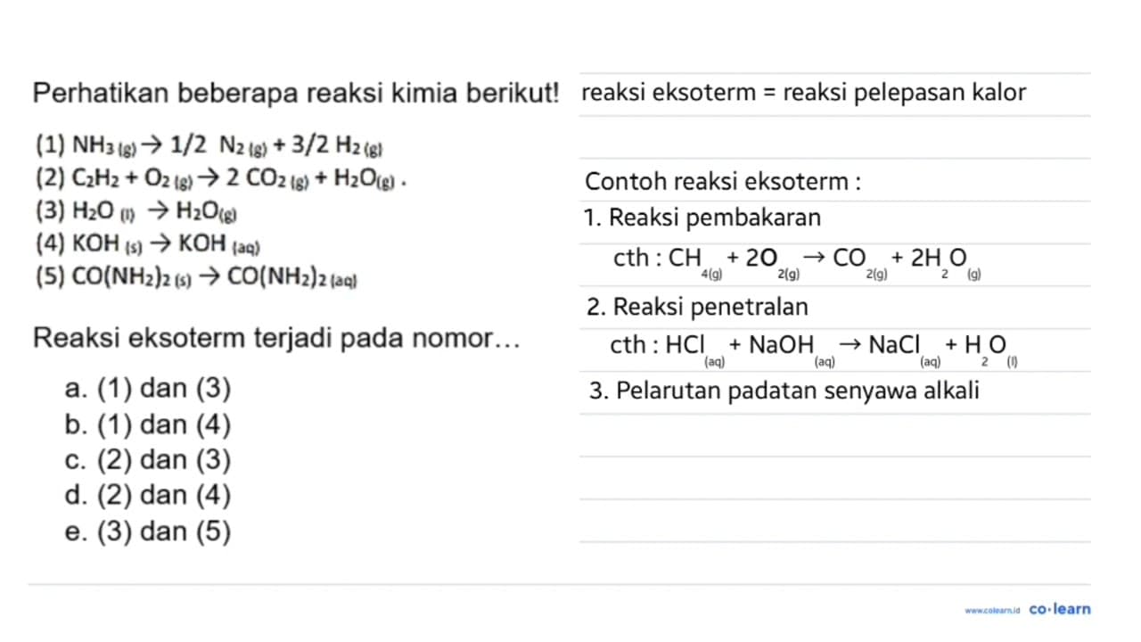 Perhatikan beberapa reaksi kimia berikut!(1) NH3(g)->1/2