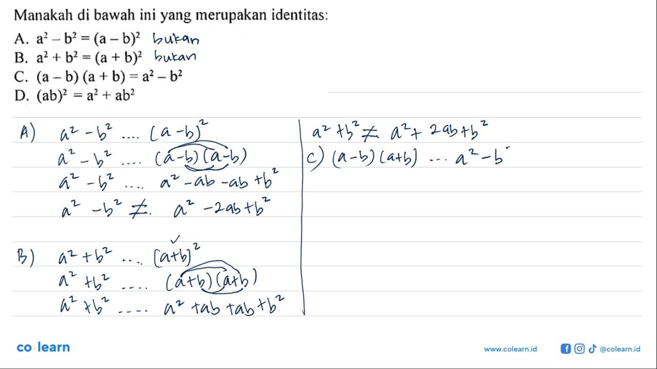 Manakah di bawah ini yang merupakan identitas: A.