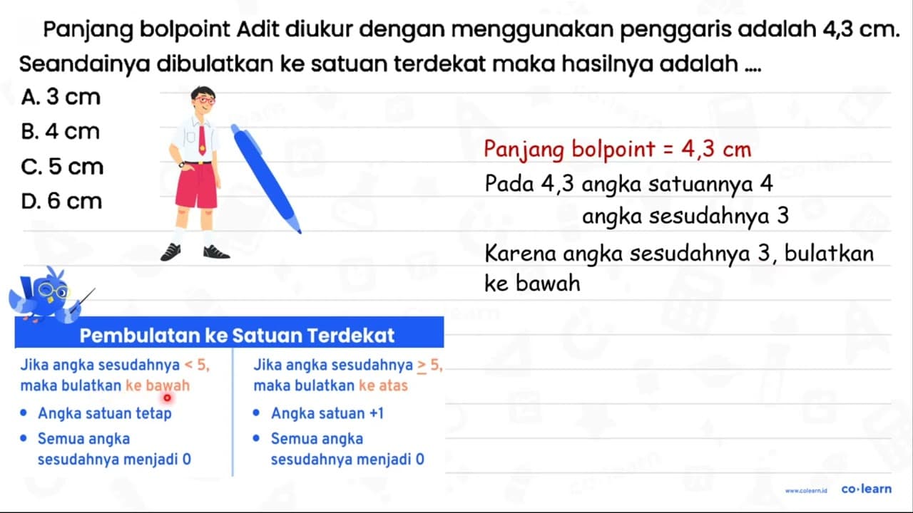 Panjang bolpoint Adit diukur dengan menggunakan penggaris