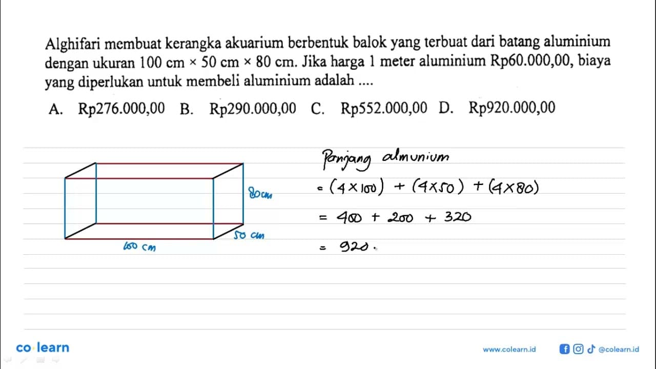 Alghifari membuat kerangka akuarium berbentuk balok yang