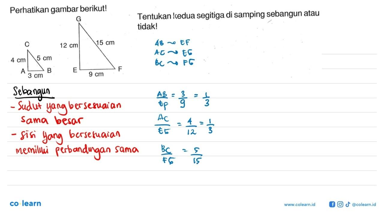 Perhatikan gambar berikut!Tentukan kedua segitiga di