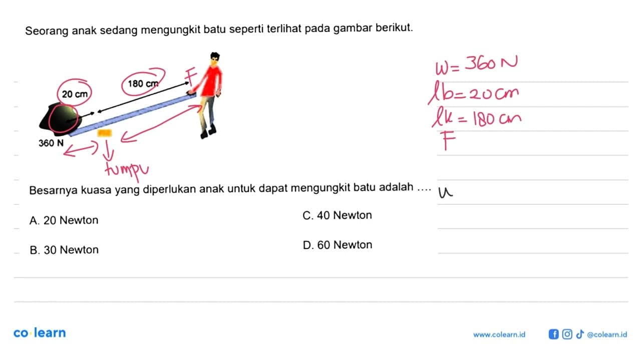 Seorang anak sedang mengungkit batu seperti terlihat pada