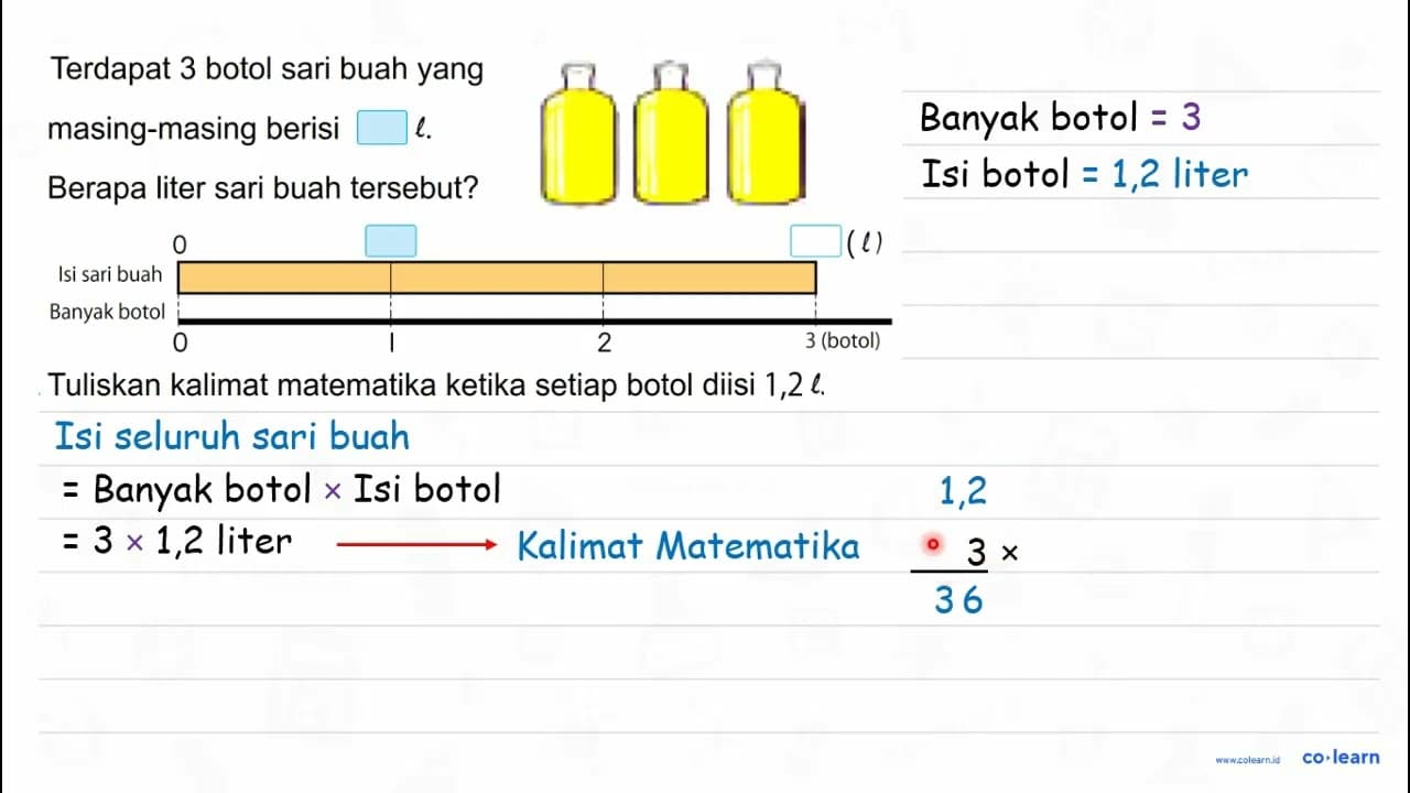 Terdapat 3 botol sari buah yang masing-masing berisi Berapa