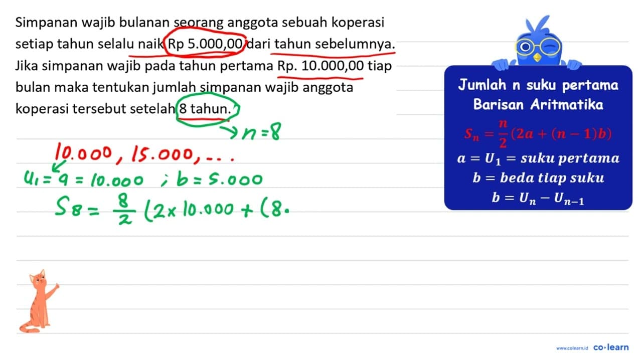 Simpanan wajib bulanan seorang anggota sebuah koperasi