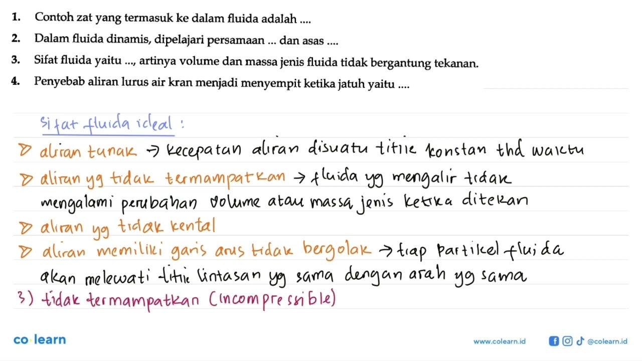 1. Contoh zat yang termasuk ke dalam fluida adalah .... 2.