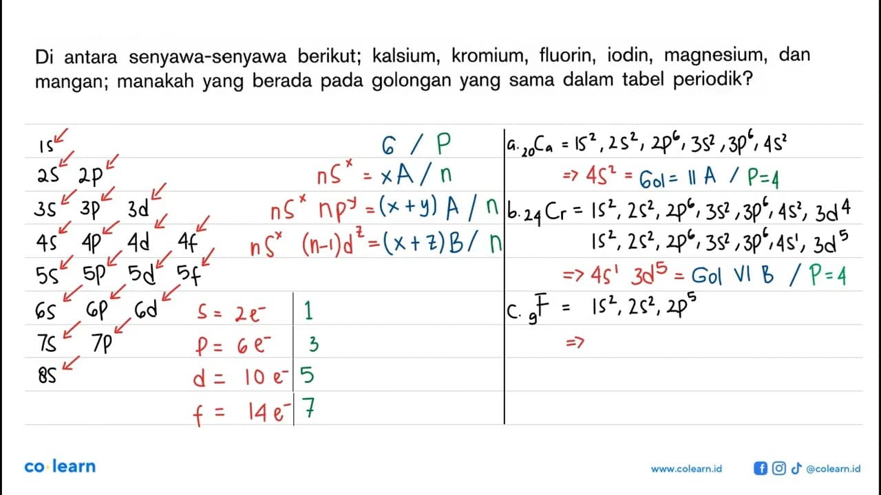 Di antara senyawa-senyawa berikut; kalsium, kromium,