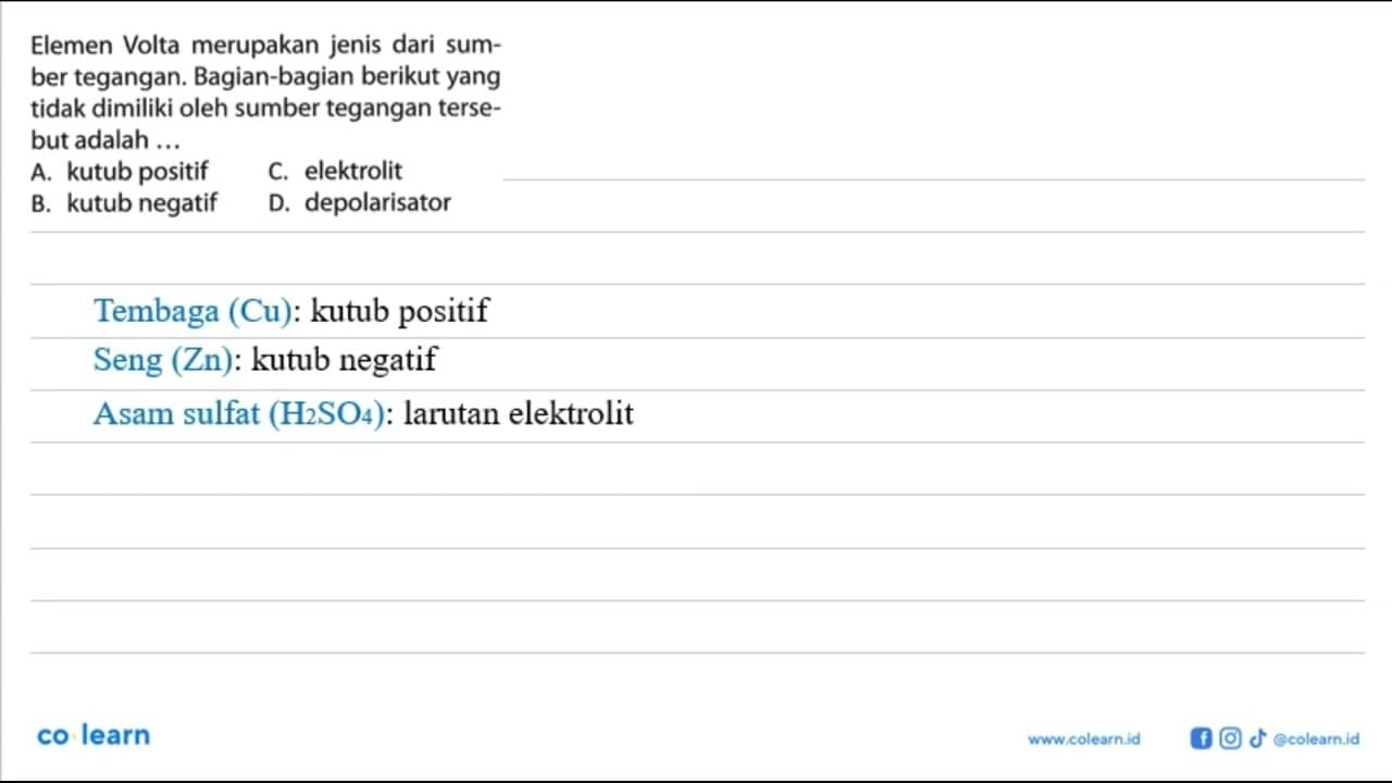 Elemen Volta merupakan jenis dari sumber tegangan.